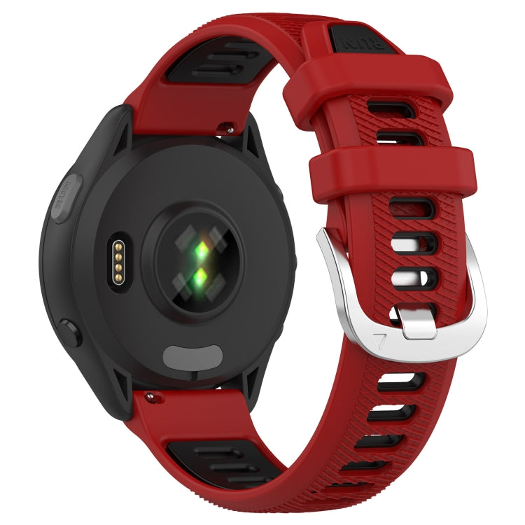 For Garmin Forerunner 265S 18mm Sports Two-Color Steel Buckle Silicone Watch Band(Red+Black) - Smart Wear by PMC Jewellery | Online Shopping South Africa | PMC Jewellery