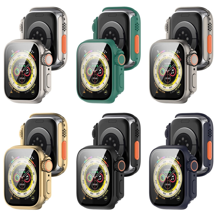 For Apple Watch Series 8 & 7 41mm Tempered Film + PC Integrated Watch Protective Case(Titanium Steel) -  by PMC Jewellery | Online Shopping South Africa | PMC Jewellery