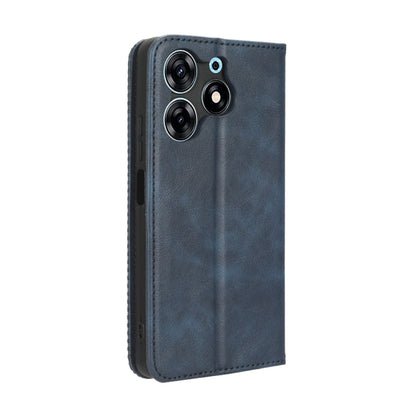 For Tecno Spark 10 Pro / K17 Magnetic Buckle Retro Texture Leather Phone Case(Blue) - Tecno Cases by PMC Jewellery | Online Shopping South Africa | PMC Jewellery