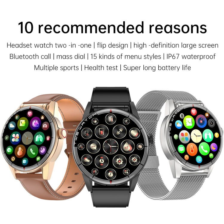 R6 1.32 inch Round Screen 2 in 1 Bluetooth Earphone Smart Watch, Support Bluetooth Call / Health Monitoring(Black Silicone Strap) - Smart Watches by PMC Jewellery | Online Shopping South Africa | PMC Jewellery