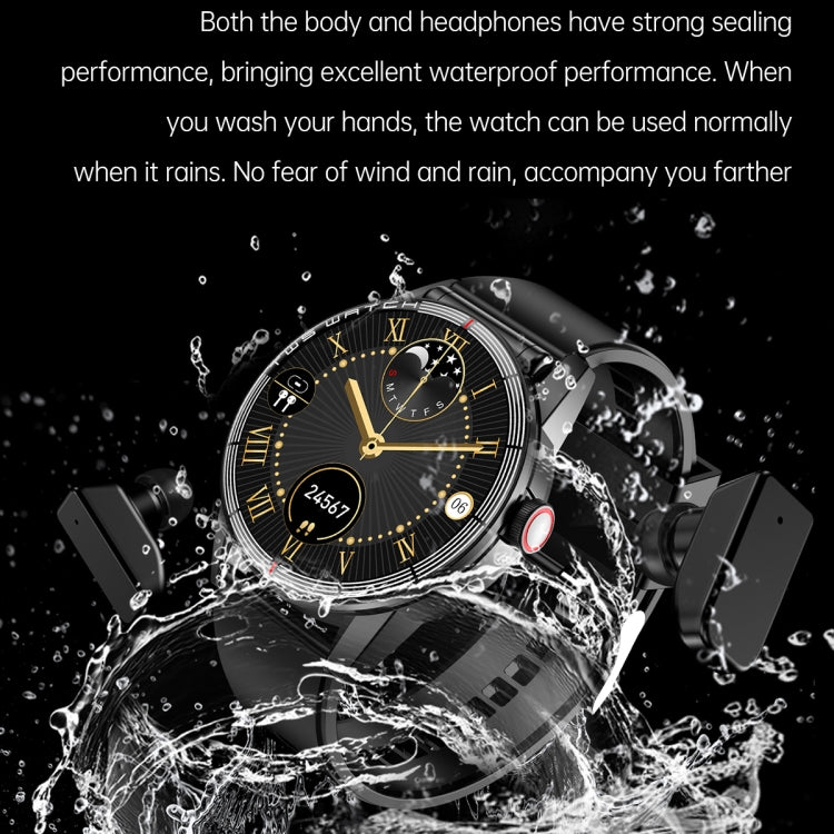 R6 1.32 inch Round Screen 2 in 1 Bluetooth Earphone Smart Watch, Support Bluetooth Call / Health Monitoring(Silver Silicone Strap) -  by PMC Jewellery | Online Shopping South Africa | PMC Jewellery