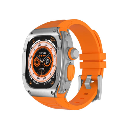 For Apple Watch Ultra 49mm Armor Stainless Steel Case TPU Watch Band(Silver Orange) -  by PMC Jewellery | Online Shopping South Africa | PMC Jewellery