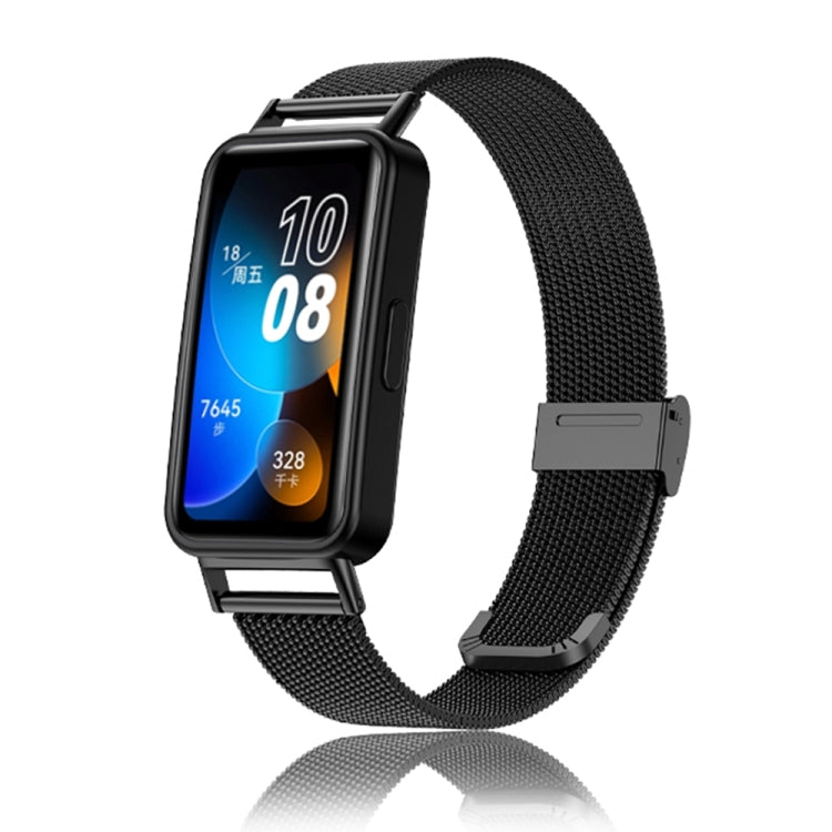 For Huawei Band 8 16mm Milan Stainless Steel Metal Mesh Watch Band(Black) -  by PMC Jewellery | Online Shopping South Africa | PMC Jewellery