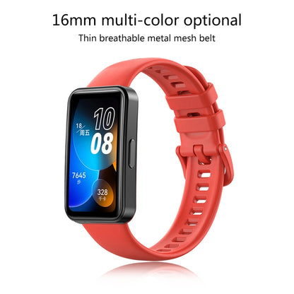 For Huawei Band 8 16mm Solid Color Silicone Replacement Watch Band(Red) - Watch Bands by PMC Jewellery | Online Shopping South Africa | PMC Jewellery