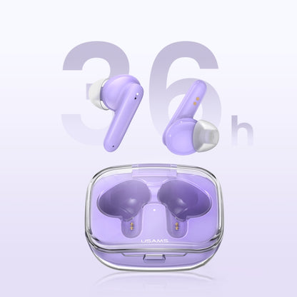 USAMS BE16 Ice Tray Series Transparent TWS In-Ear Wireless Bluetooth Earphone(Purple) - TWS Earphone by USAMS | Online Shopping South Africa | PMC Jewellery