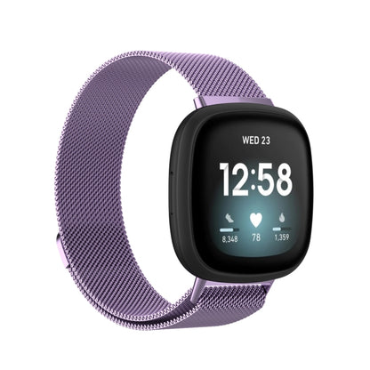 For Fitbit Versa 4 Milanese Magnetic Metal Weave Watchband, Small Size(Light Purple) -  by PMC Jewellery | Online Shopping South Africa | PMC Jewellery