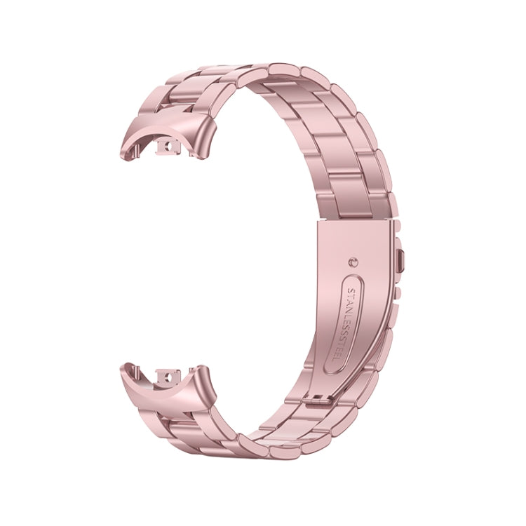 For Xiaomi Mi Band 8 Milanese Three-bead Metal Watch Band(Rose Pink) -  by PMC Jewellery | Online Shopping South Africa | PMC Jewellery