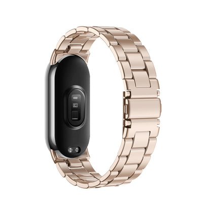 For Xiaomi Mi Band 8 Milanese Three-bead Metal Watch Band(Rose Gold) -  by PMC Jewellery | Online Shopping South Africa | PMC Jewellery