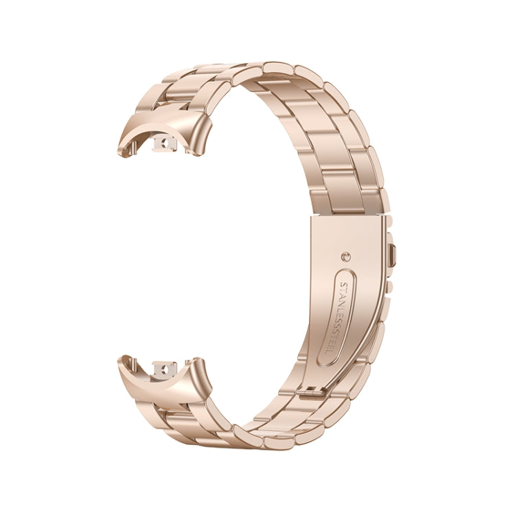 For Xiaomi Mi Band 8 Milanese Three-bead Metal Watch Band(Rose Gold) -  by PMC Jewellery | Online Shopping South Africa | PMC Jewellery