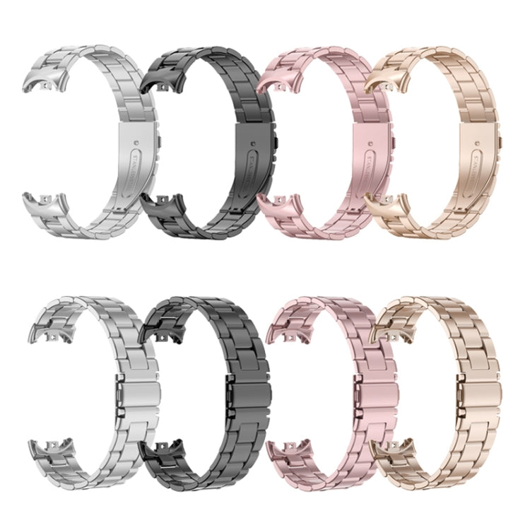 For Xiaomi Mi Band 8 Milanese Three-bead Metal Watch Band(Rose Pink) -  by PMC Jewellery | Online Shopping South Africa | PMC Jewellery