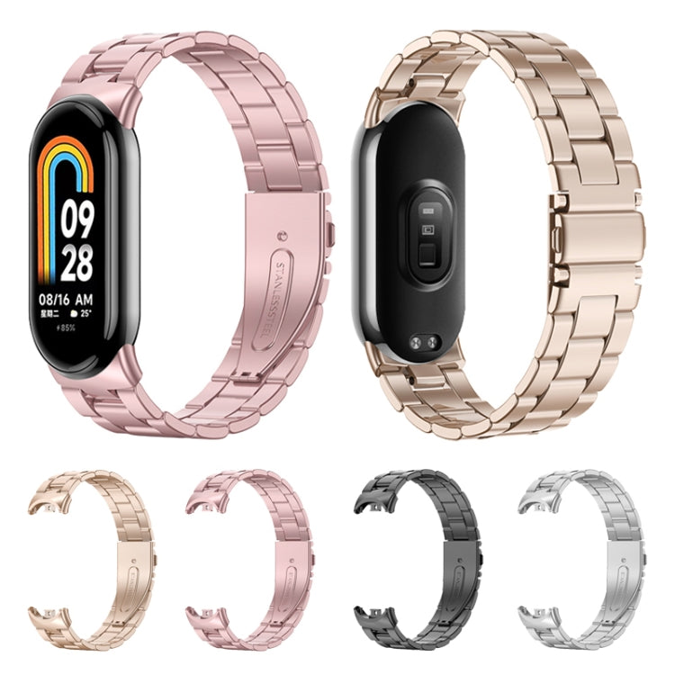 For Xiaomi Mi Band 8 Milanese Three-bead Metal Watch Band(Black) -  by PMC Jewellery | Online Shopping South Africa | PMC Jewellery