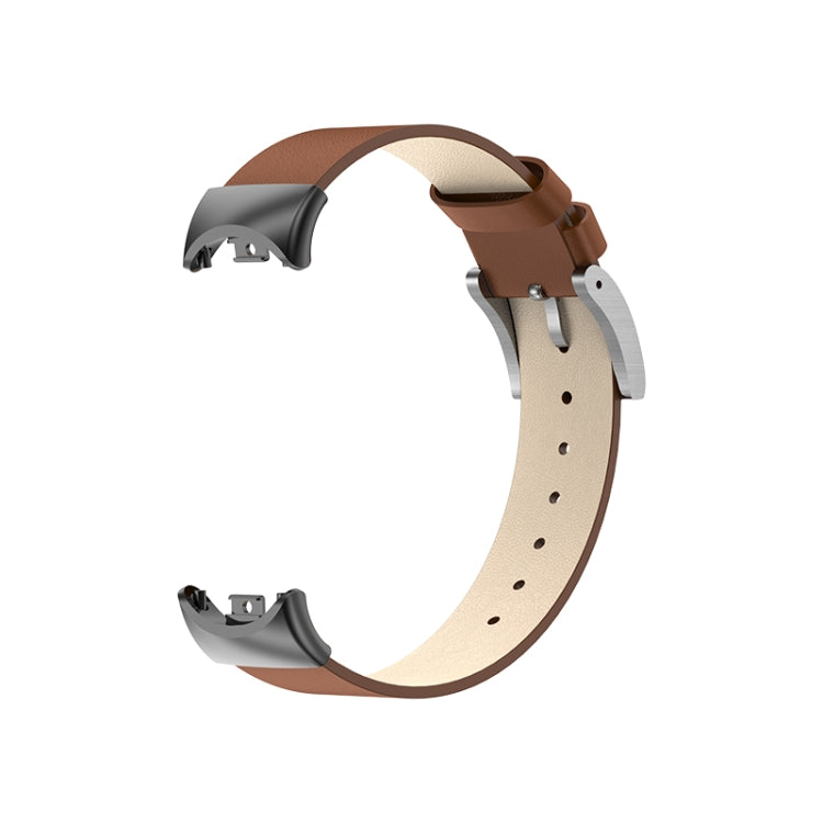 For Xiaomi Mi Band 8 Leather Replacement Watch Band(Brown) -  by PMC Jewellery | Online Shopping South Africa | PMC Jewellery