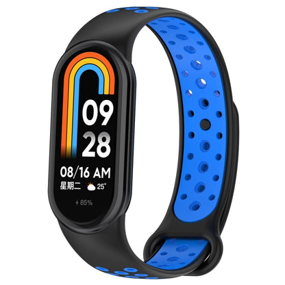 For Xiaomi Mi Band 8 Sports Two Color Silicone Watch Band(Black Blue) -  by PMC Jewellery | Online Shopping South Africa | PMC Jewellery