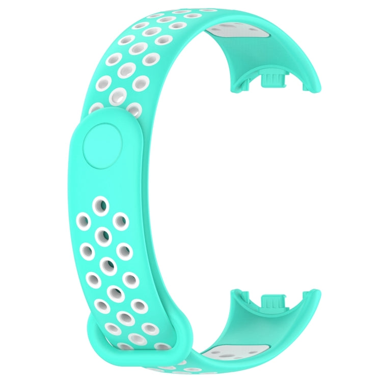 For Xiaomi Mi Band 8 Sports Two Color Silicone Watch Band(Cyan White) -  by PMC Jewellery | Online Shopping South Africa | PMC Jewellery