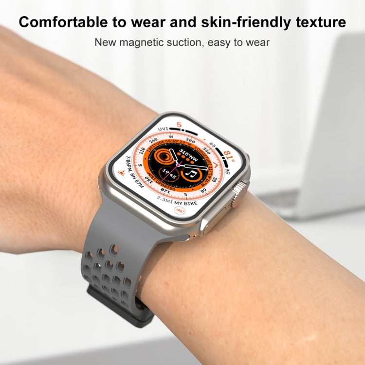 Magnetic Clasp Silicone Watch Band For Apple Watch Ultra 49mm / Series 8&7 45mm / SE 2&6&SE&5&4 44mm / 3&2&1 42mm(Cloud Grey) -  by PMC Jewellery | Online Shopping South Africa | PMC Jewellery