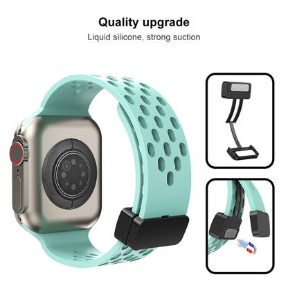 Magnetic Clasp Silicone Watch Band For Apple Watch Ultra 49mm / Series 8&7 45mm / SE 2&6&SE&5&4 44mm / 3&2&1 42mm(Gen Green) -  by PMC Jewellery | Online Shopping South Africa | PMC Jewellery