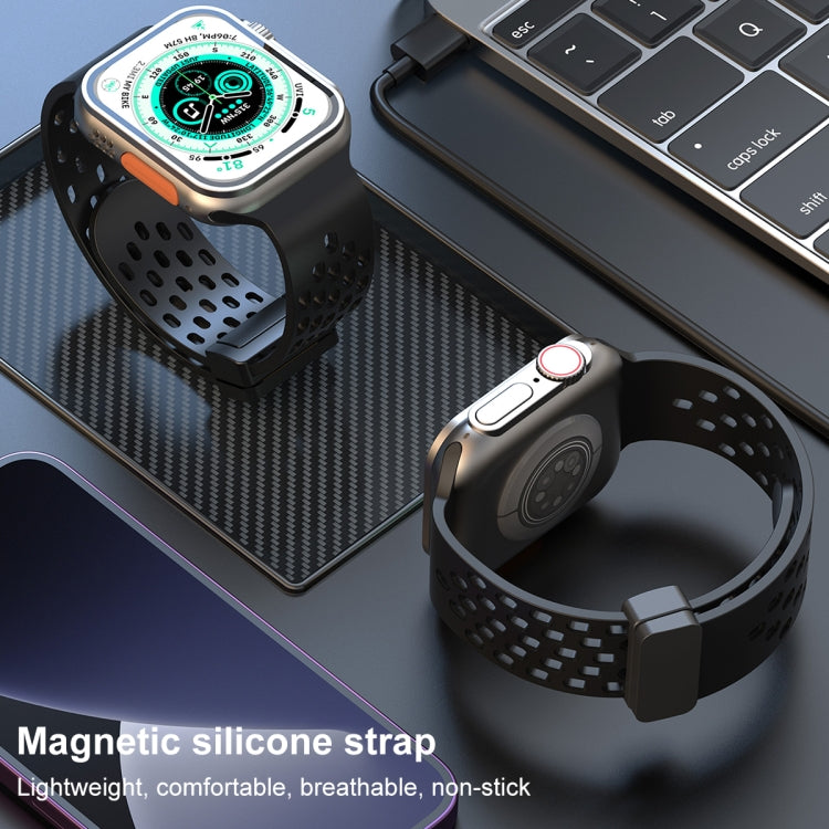 Magnetic Clasp Silicone Watch Band For Apple Watch Ultra 49mm / Series 8&7 45mm / SE 2&6&SE&5&4 44mm / 3&2&1 42mm(White) -  by PMC Jewellery | Online Shopping South Africa | PMC Jewellery