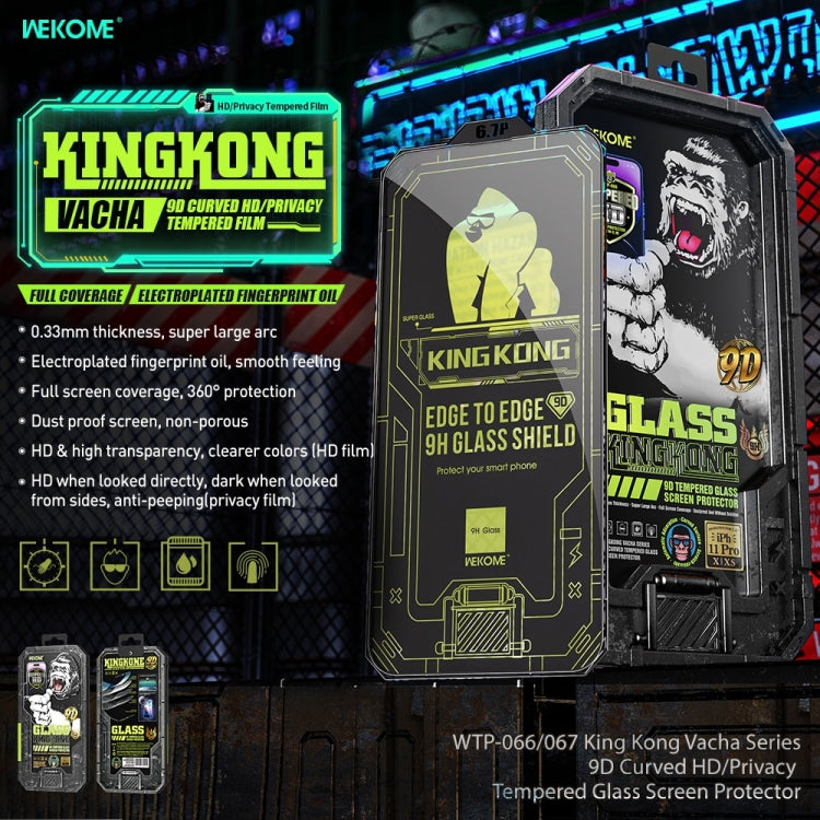 For iPhone 14 WK WTP-066 King Kong Vacha 9D Curved HD Tempered Glass Film(Black) - iPhone 14 Tempered Glass by WK | Online Shopping South Africa | PMC Jewellery