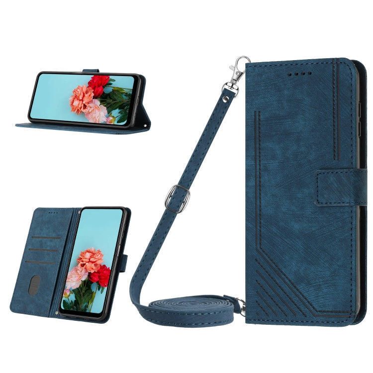 For OnePlus Nord CE 3/Nord CE 3 Lite/Nord N30 Skin Feel Stripe Pattern Leather Phone Case with Lanyard(Blue) - OnePlus Cases by PMC Jewellery | Online Shopping South Africa | PMC Jewellery