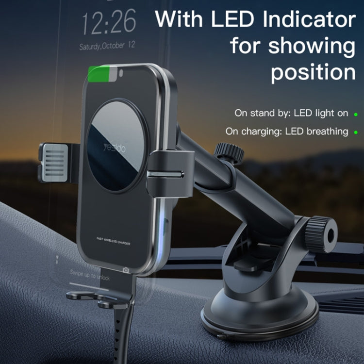 Yesido C118 15W Car Wireless Fast Charger Smart Induction Suction Cup Phone Holder(Black) - Wireless Charger Holders by Yesido | Online Shopping South Africa | PMC Jewellery