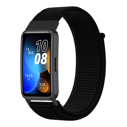 For Huawei Band 8 16mm Woven Nylon Loop Watch Band(Dark Black) - Watch Bands by PMC Jewellery | Online Shopping South Africa | PMC Jewellery