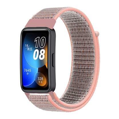 For Huawei Band 8 16mm Woven Nylon Loop Watch Band(Pinkish Color) - Watch Bands by PMC Jewellery | Online Shopping South Africa | PMC Jewellery