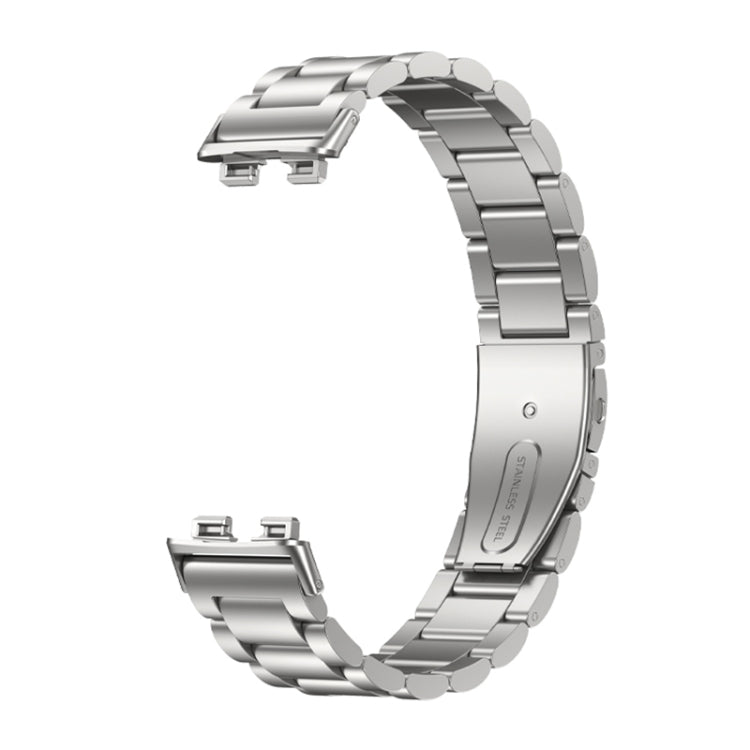 For Huawei Band 8 16mm Three Strains Metal Replacement Watch Band(Silver) - Watch Bands by PMC Jewellery | Online Shopping South Africa | PMC Jewellery