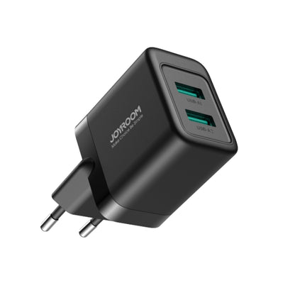 JOYROOM JR-TCN01 2.4A Dual Ports USB Charger, Plug:EU Plug(Black) - USB Charger by JOYROOM | Online Shopping South Africa | PMC Jewellery