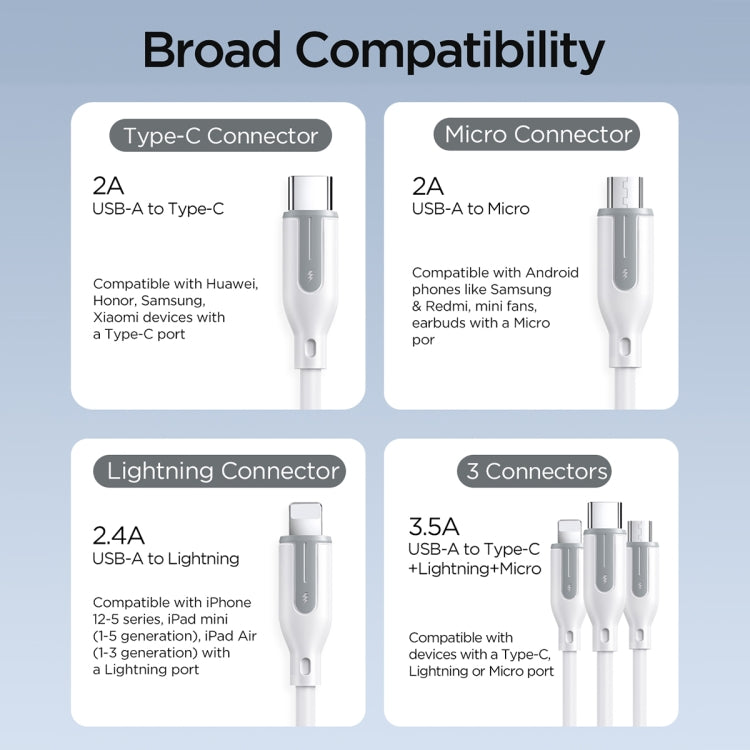 JOYROOM S-2T3018A15 Ice-Crystal Series 1.2m 3.5A USB+Type-C to 8 Pin+Type-C+Micro USB 3 in 2 Fast Charging Cable(Black) - Multifunction Cable by JOYROOM | Online Shopping South Africa | PMC Jewellery