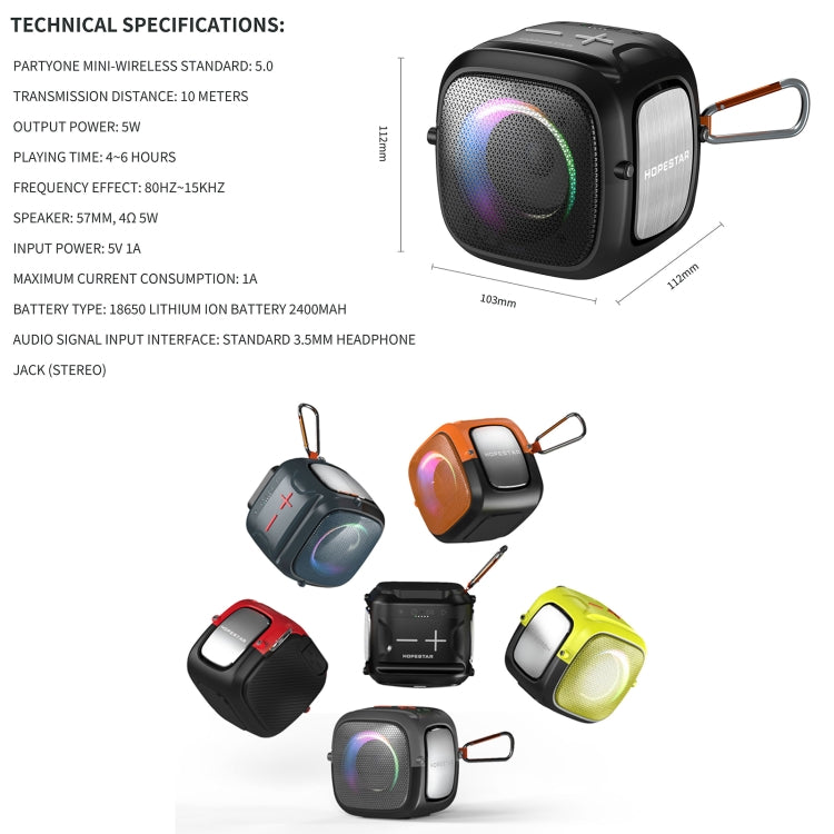 HOPESTAR Partyone mini Outdoor Wireless Bluetooth Speaker(Yellow) - Mini Speaker by HOPESTAR | Online Shopping South Africa | PMC Jewellery