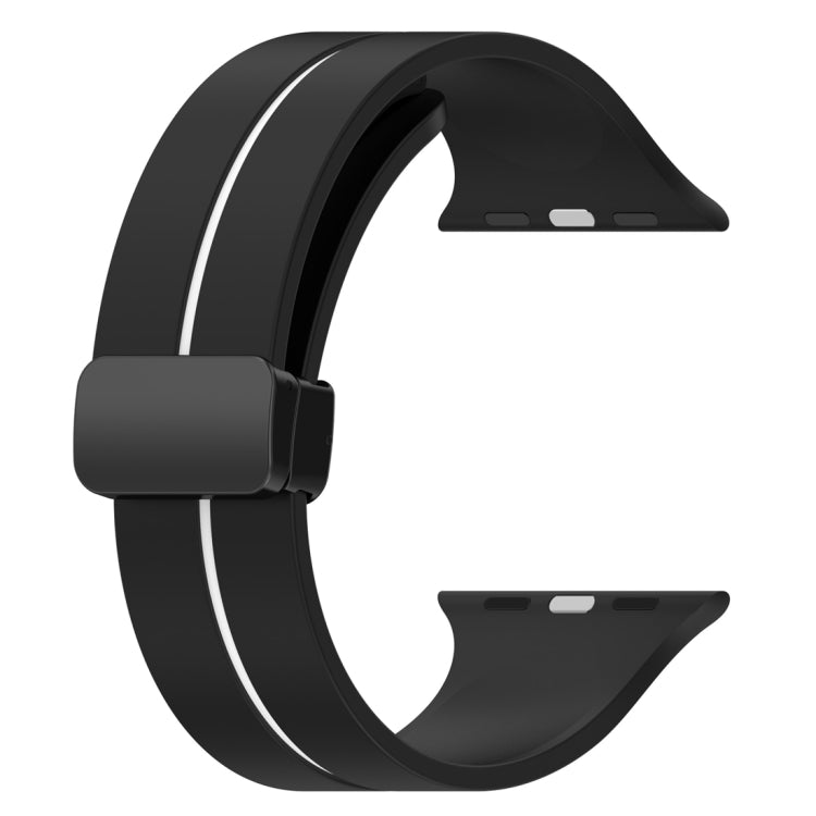 Two Color Folding Buckle Silicone Watch Band For Apple Watch Ultra 49mm(Black+White) - Watch Bands by PMC Jewellery | Online Shopping South Africa | PMC Jewellery