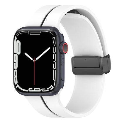 Two Color Folding Buckle Silicone Watch Band For Apple Watch 8 41mm(White+Black) - Watch Bands by PMC Jewellery | Online Shopping South Africa | PMC Jewellery