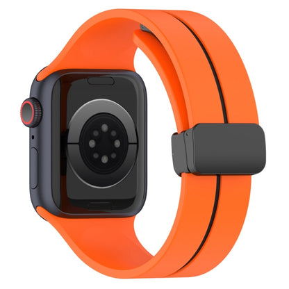 Two Color Folding Buckle Silicone Watch Band For Apple Watch 8 41mm(Orange+Black) - Watch Bands by PMC Jewellery | Online Shopping South Africa | PMC Jewellery