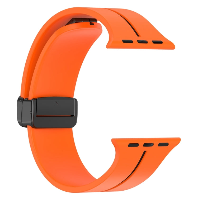 Two Color Folding Buckle Silicone Watch Band For Apple Watch 8 41mm(Orange+Black) - Watch Bands by PMC Jewellery | Online Shopping South Africa | PMC Jewellery