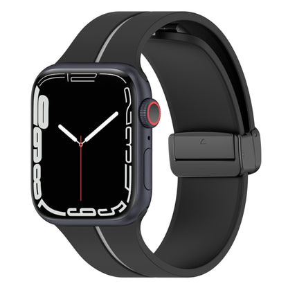 Two Color Folding Buckle Silicone Watch Band For Apple Watch 8 41mm(Black+Grey) - Watch Bands by PMC Jewellery | Online Shopping South Africa | PMC Jewellery