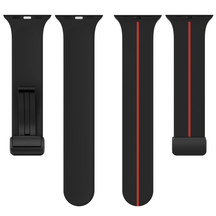 Two Color Folding Buckle Silicone Watch Band For Apple Watch 7 45mm(Black+Red) - Watch Bands by PMC Jewellery | Online Shopping South Africa | PMC Jewellery