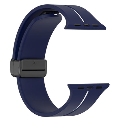 Two Color Folding Buckle Silicone Watch Band For Apple Watch 7 45mm(Midnight Blue+White) - Watch Bands by PMC Jewellery | Online Shopping South Africa | PMC Jewellery