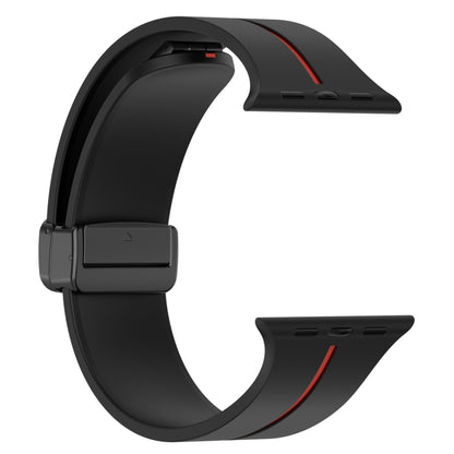 Two Color Folding Buckle Silicone Watch Band For Apple Watch SE 44mm(Black+Red) -  by PMC Jewellery | Online Shopping South Africa | PMC Jewellery