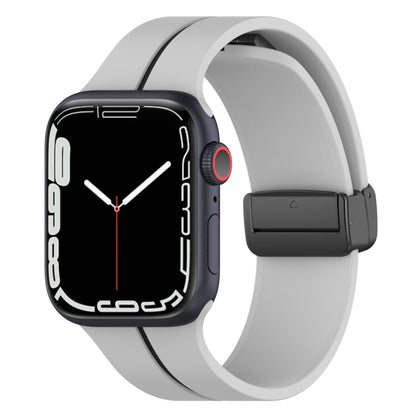 Two Color Folding Buckle Silicone Watch Band For Apple Watch SE 44mm(Light Grey+Black) - Watch Bands by PMC Jewellery | Online Shopping South Africa | PMC Jewellery