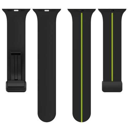 Two Color Folding Buckle Silicone Watch Band For Apple Watch 6 40mm(Black+Lime) - Watch Bands by PMC Jewellery | Online Shopping South Africa | PMC Jewellery