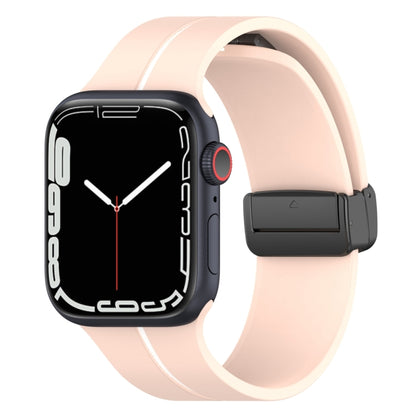 Two Color Folding Buckle Silicone Watch Band For Apple Watch 6 44mm(Pink+White) - Watch Bands by PMC Jewellery | Online Shopping South Africa | PMC Jewellery