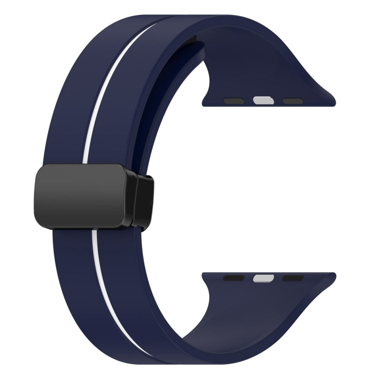 Two Color Folding Buckle Silicone Watch Band For Apple Watch 6 44mm(Midnight Blue+White) -  by PMC Jewellery | Online Shopping South Africa | PMC Jewellery