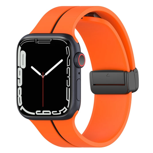 Two Color Folding Buckle Silicone Watch Band For Apple Watch 5 40mm(Orange+Black) - Watch Bands by PMC Jewellery | Online Shopping South Africa | PMC Jewellery