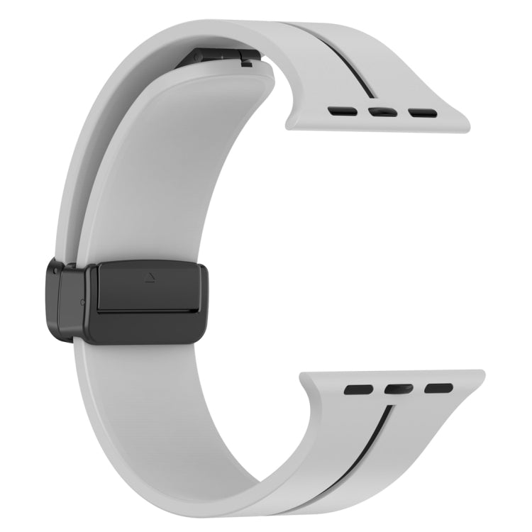 Two Color Folding Buckle Silicone Watch Band For Apple Watch 3 42mm(Light Grey+Black) -  by PMC Jewellery | Online Shopping South Africa | PMC Jewellery