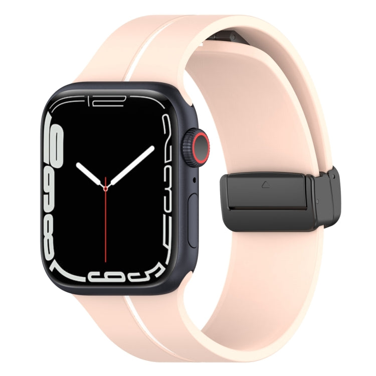 Two Color Folding Buckle Silicone Watch Band For Apple Watch 38mm(Pink+White) - Watch Bands by PMC Jewellery | Online Shopping South Africa | PMC Jewellery