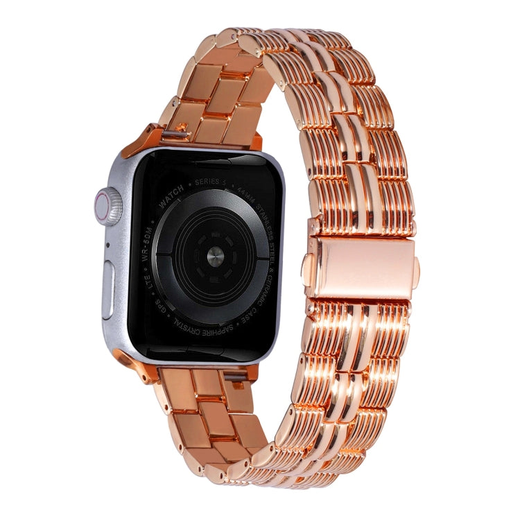 3-Beads Stripe Metal Watch Band For Apple Watch Ultra 49mm(Rose Gold) -  by PMC Jewellery | Online Shopping South Africa | PMC Jewellery