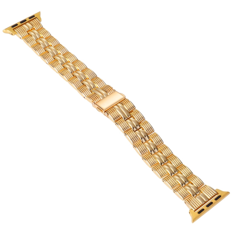 3-Beads Stripe Metal Watch Band For Apple Watch 8 41mm(Gold) -  by PMC Jewellery | Online Shopping South Africa | PMC Jewellery