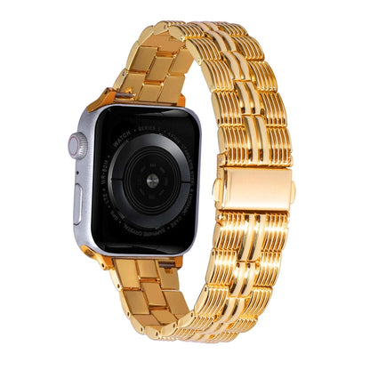 3-Beads Stripe Metal Watch Band For Apple Watch 38mm(Gold) -  by PMC Jewellery | Online Shopping South Africa | PMC Jewellery