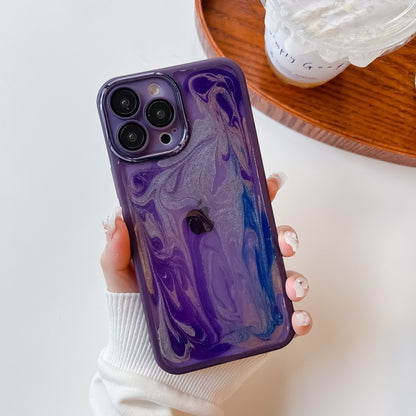 For iPhone 13 Pro Max Oil Painting Electroplating TPU Phone Case(Purple) - iPhone 13 Pro Max Cases by PMC Jewellery | Online Shopping South Africa | PMC Jewellery