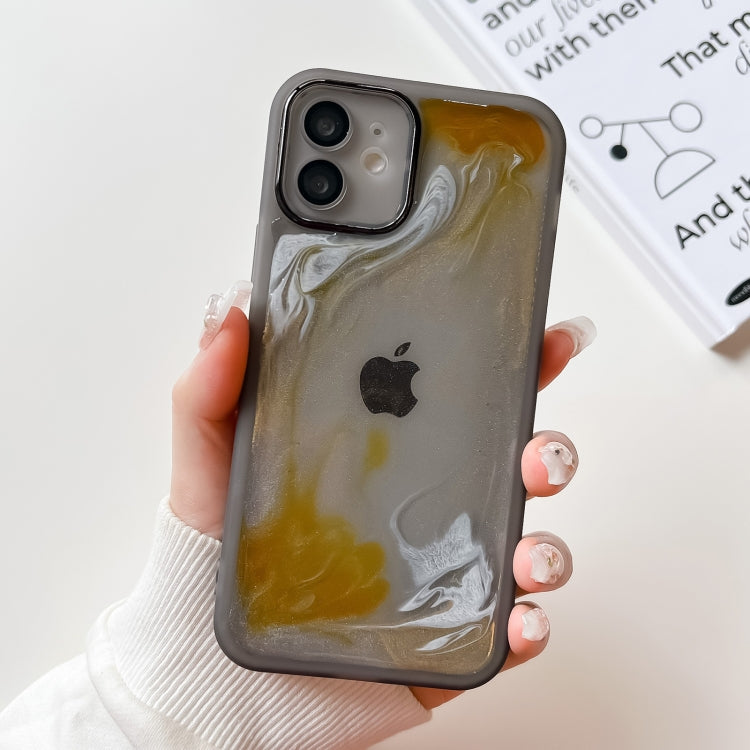 For iPhone 12 Oil Painting Electroplating TPU Phone Case(Grey) - iPhone 12 / 12 Pro Cases by PMC Jewellery | Online Shopping South Africa | PMC Jewellery